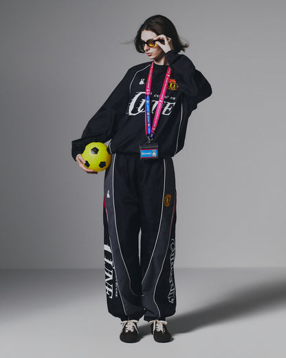 TEAM CUNE ナイロンワイドトラックパンツ BLACK