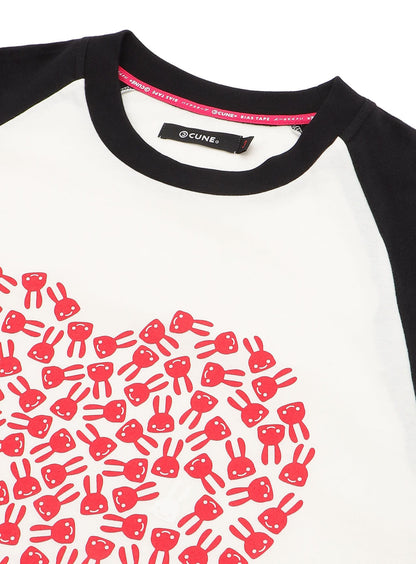 ハートのラグランTシャツ