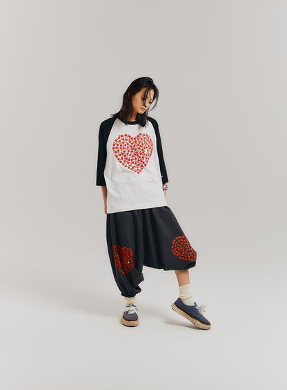 ハートのラグランTシャツ