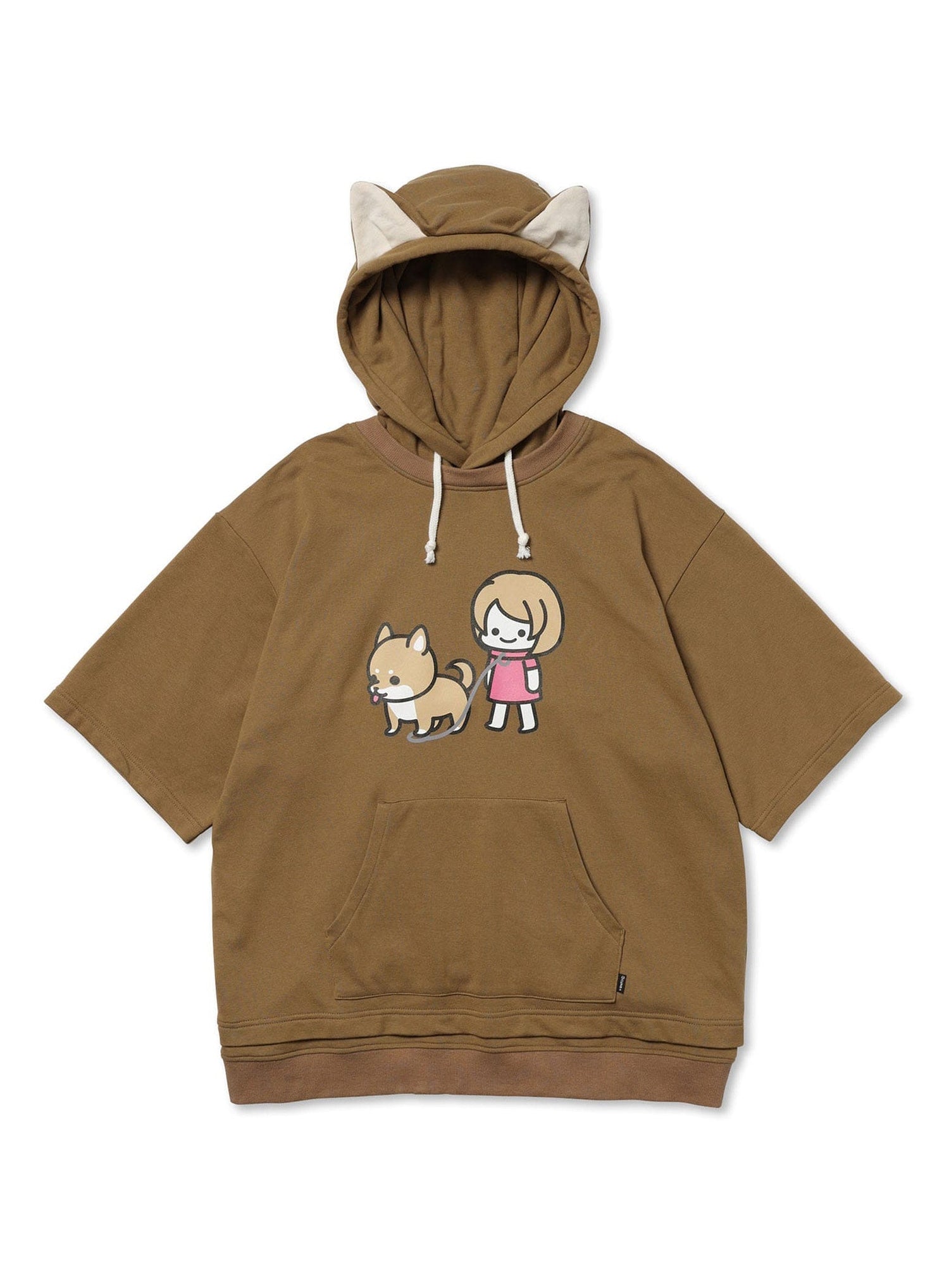 柴犬フード半袖パーカー