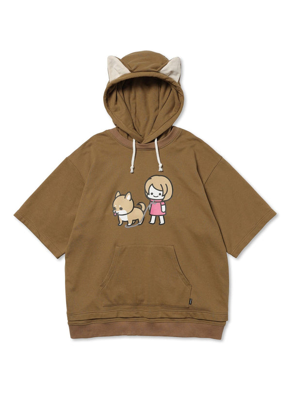 柴犬フード半袖パーカー