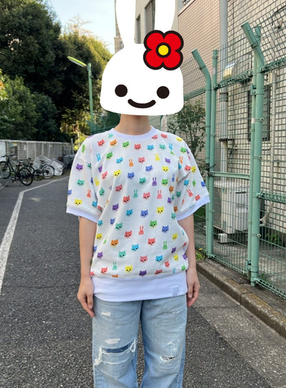 豆柴ドットサイドリブ半袖スウェット
