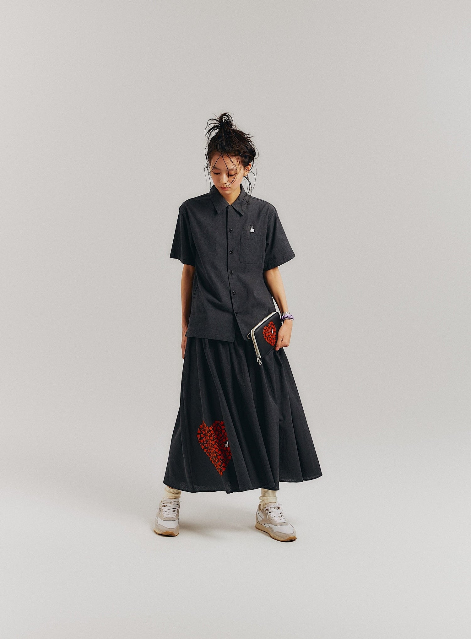 ハートのロングギャザースカート