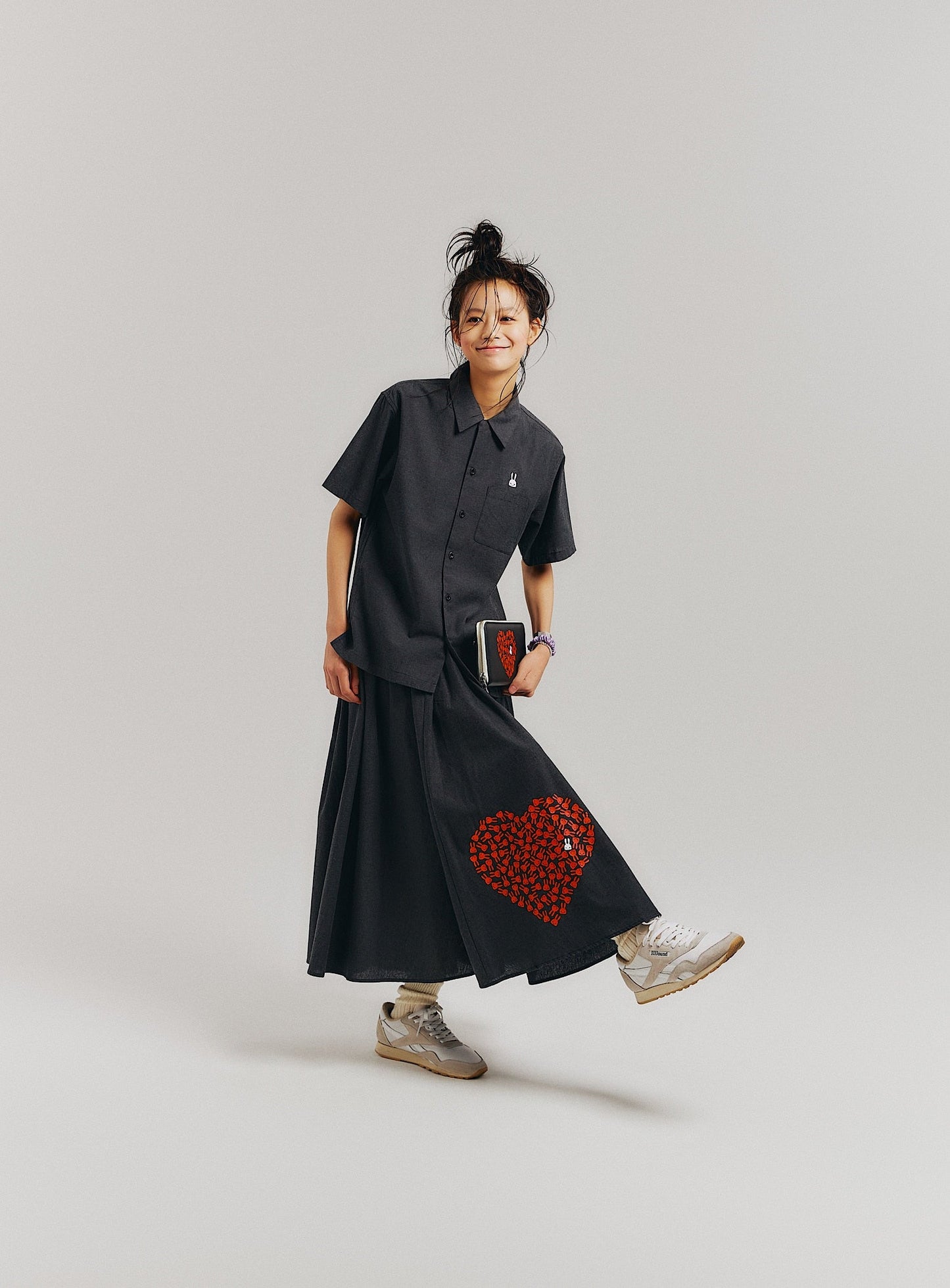 ハートのロングギャザースカート