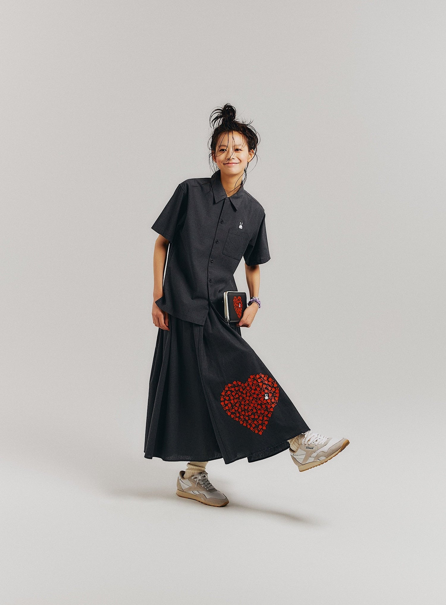 ハートのロングギャザースカート