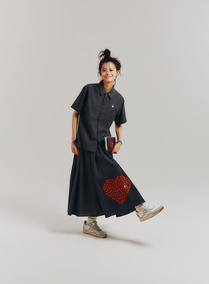 ハートのロングギャザースカート