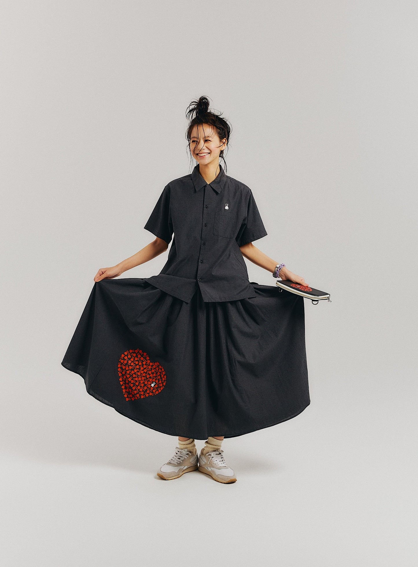 ハートのロングギャザースカート