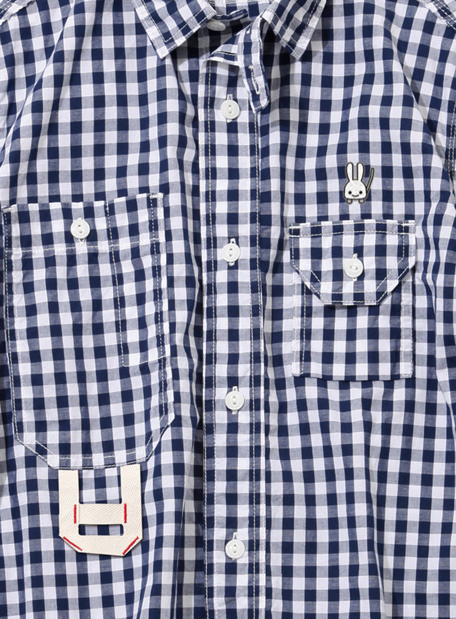 ギンガム耳付キシャツ