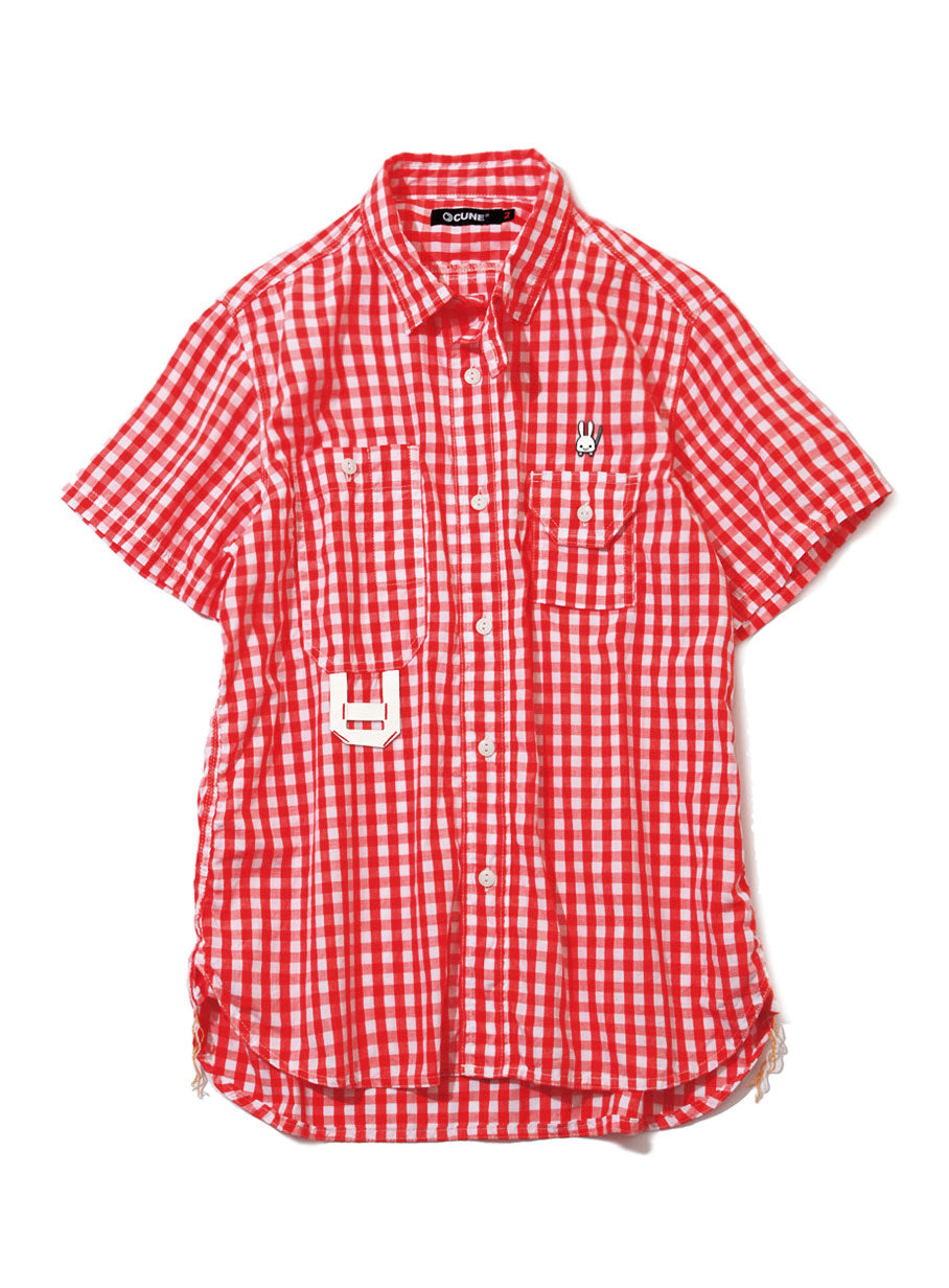 ギンガム耳付キシャツ