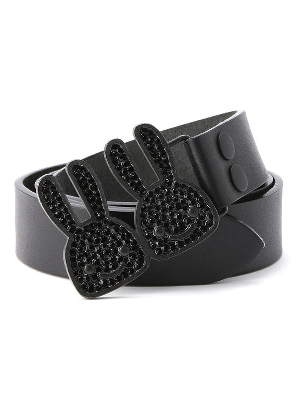 ウサギラインストーンバックルベルト