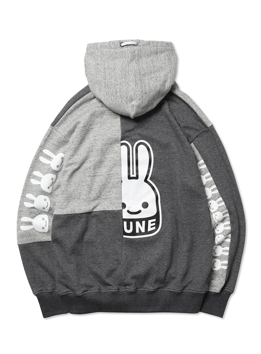 杢グレーのばらばらパーカー2