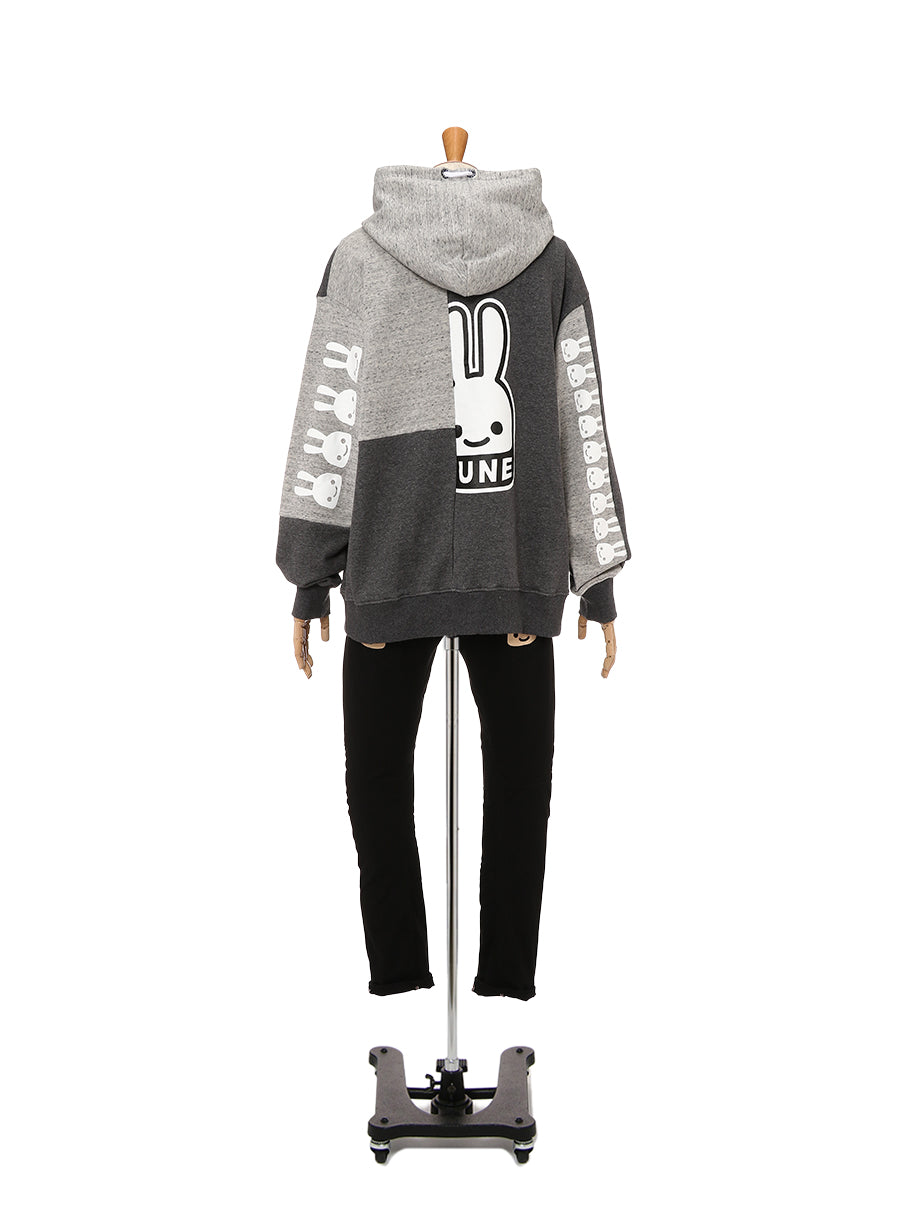 杢グレーのばらばらパーカー2