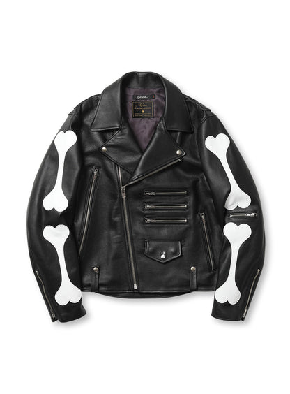 袖ハートカウレザーのライダースジャケット