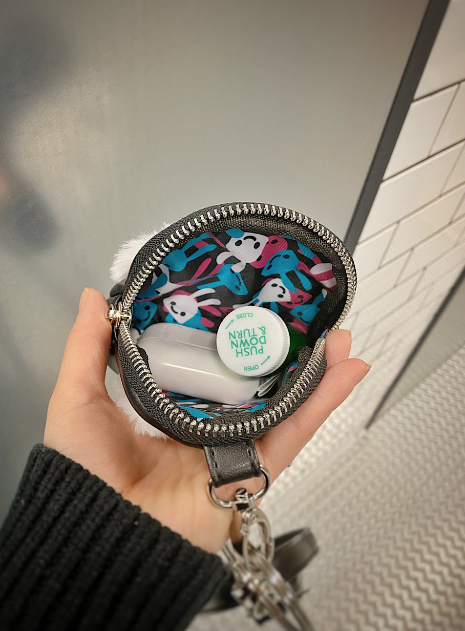 ストラップもふもふ丸ポーチ