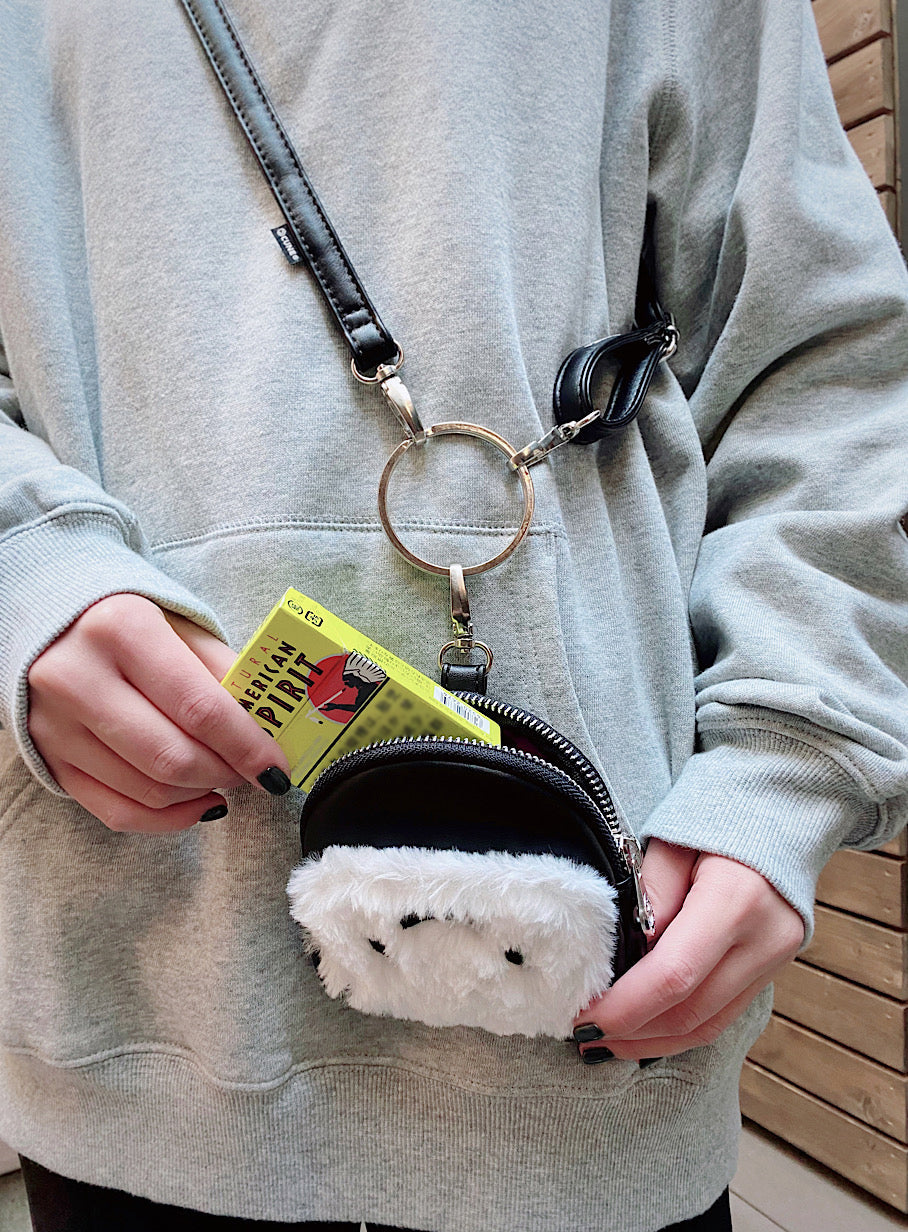 ストラップもふもふ丸ポーチ