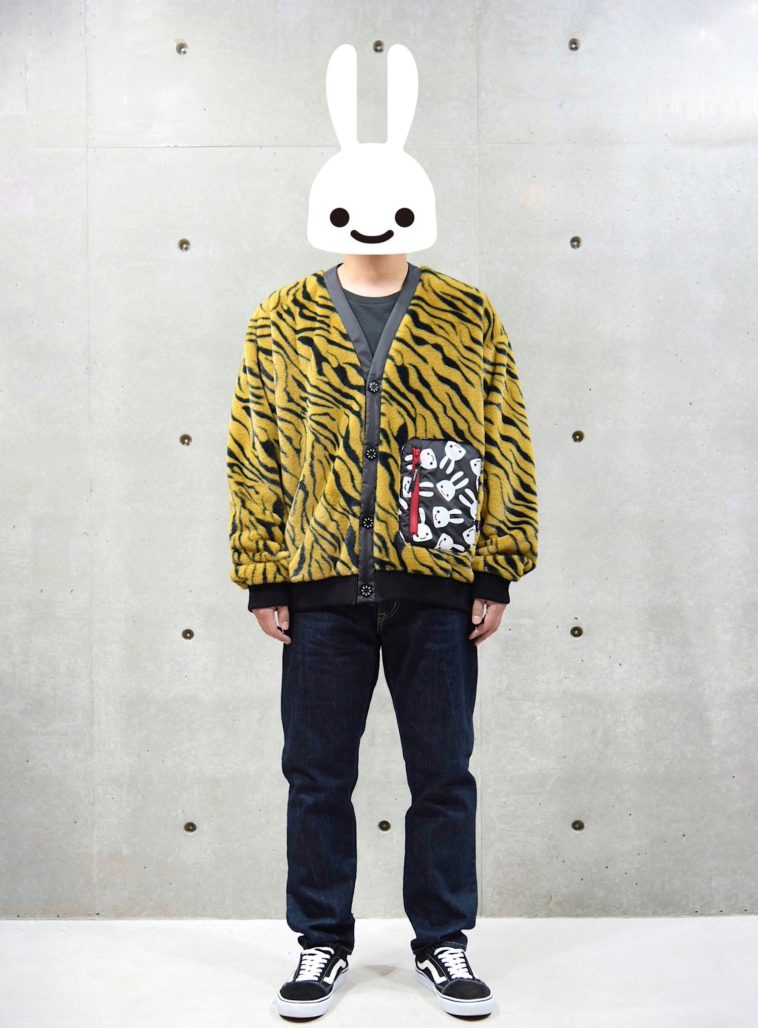 鬼のファーカーディガン