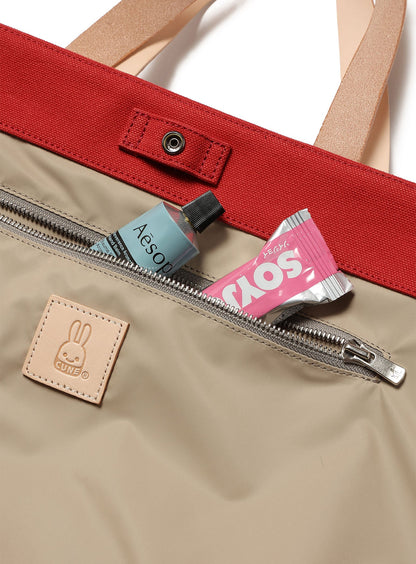 帆布のレザーハンドルトートバッグ