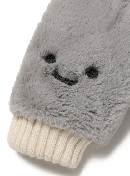 ファーの顔つき手袋