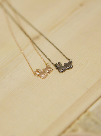 うさちゃんとねこちゃんの顔ネックレス