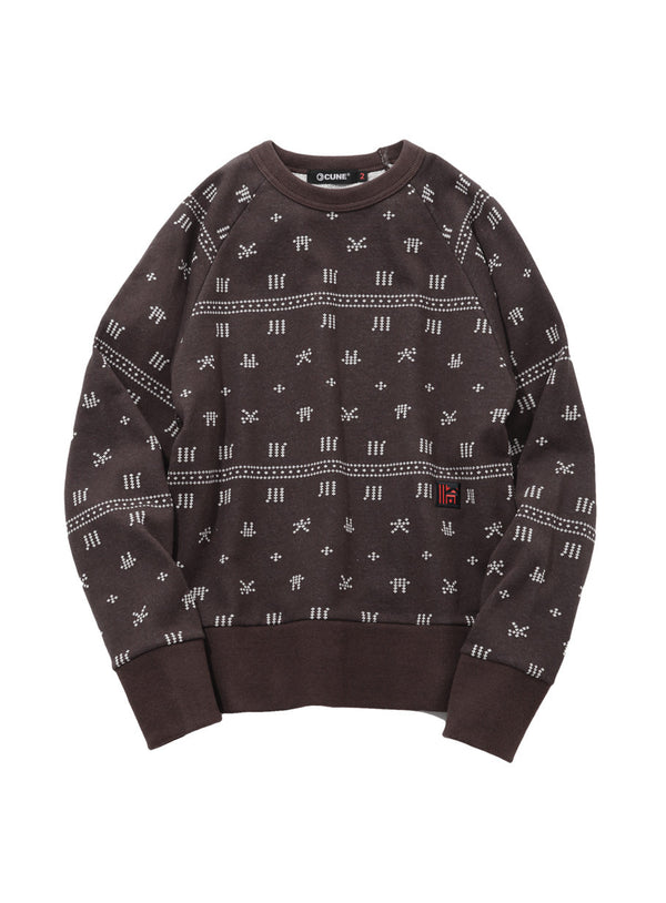 スウェット川ジャガードクルーネック