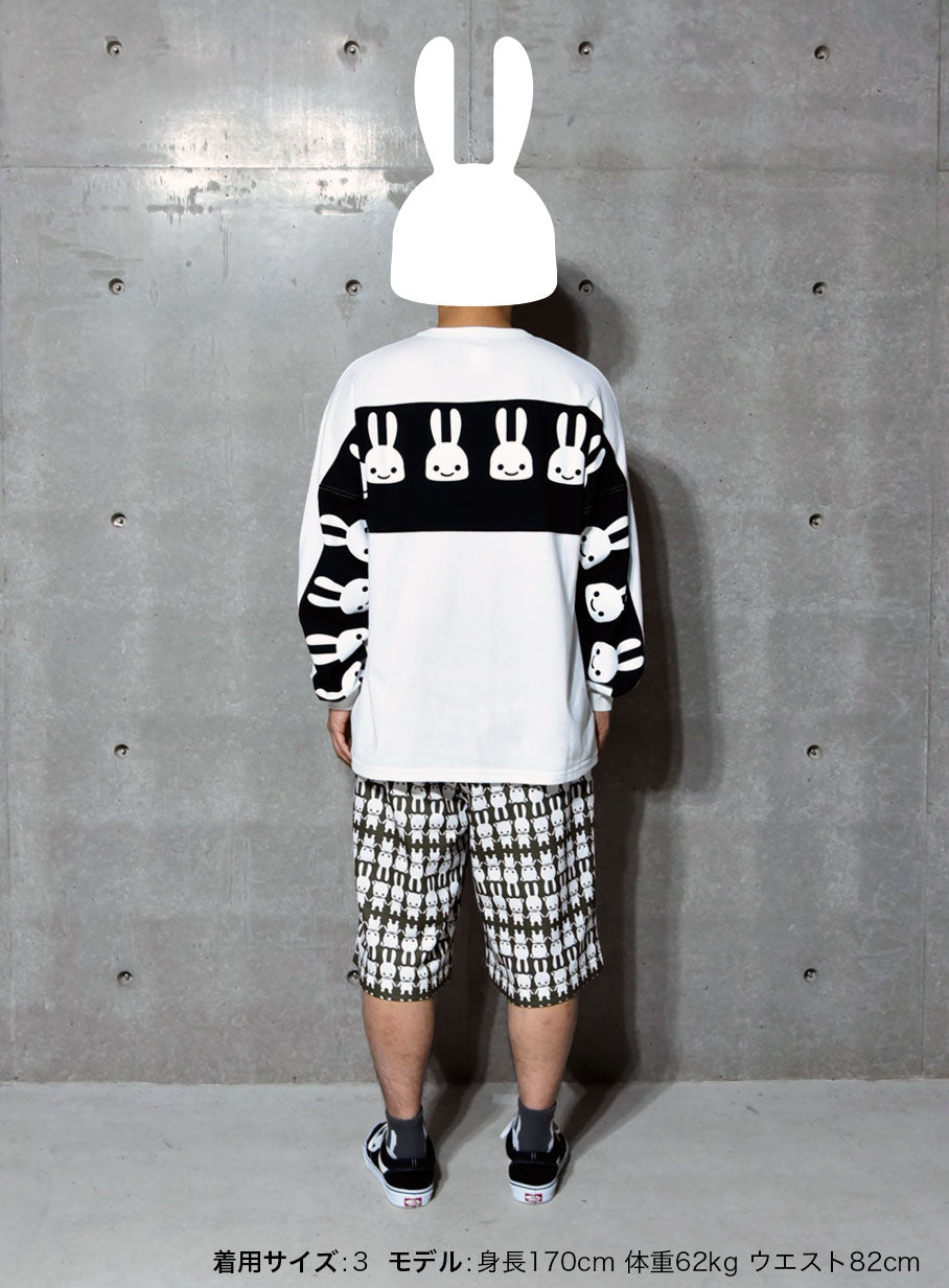 ウサギいっぱいラインカットソー
