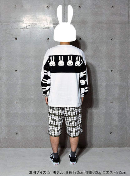 ウサギいっぱいラインカットソー
