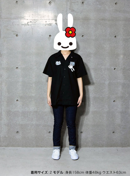 上向きとらちゃんの刺繍の開襟シャツ