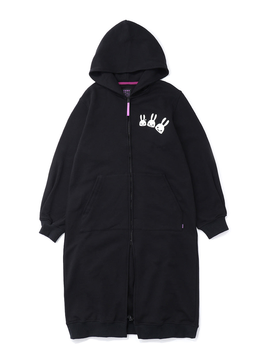 裏毛のロングジップパーカー