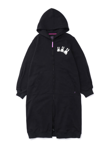 裏毛のロングジップパーカー