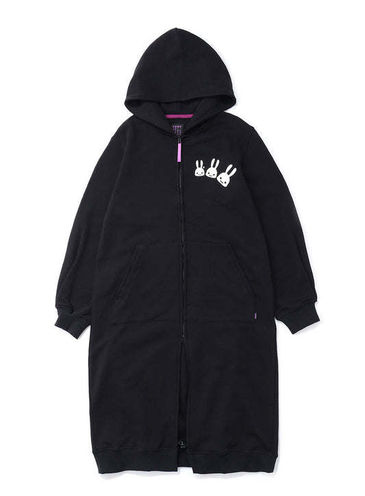 裏毛のロングジップパーカー