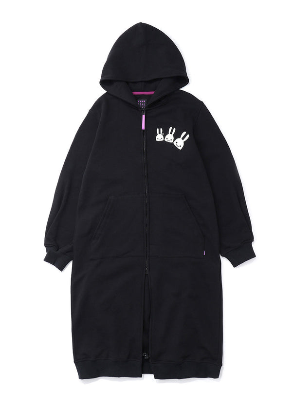 裏毛のロングジップパーカー
