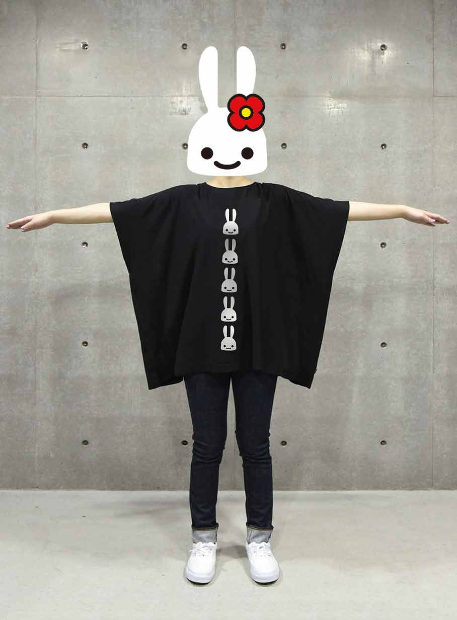 四角いTシャツ ウサギ10匹