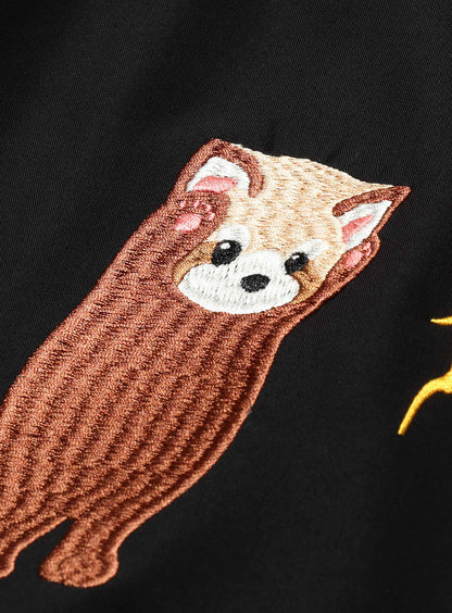 龍とレッサーパンダの開襟シャツ