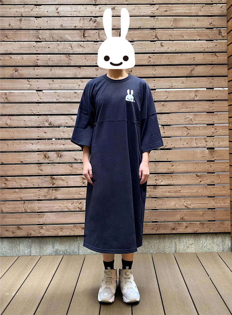 ウサギがいっぱいラインワンピース 5分丈
