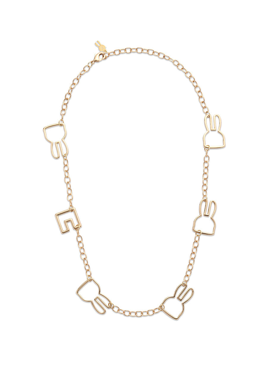 フレームウサギと凹チェーンネックレス