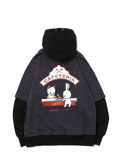Tシャツを重ね着パーカー