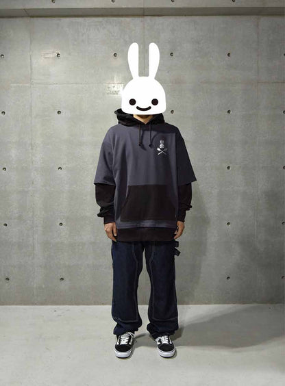 Tシャツを重ね着パーカー