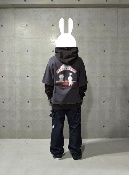 Tシャツを重ね着パーカー