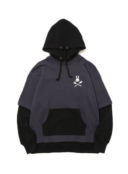 Tシャツを重ね着パーカー