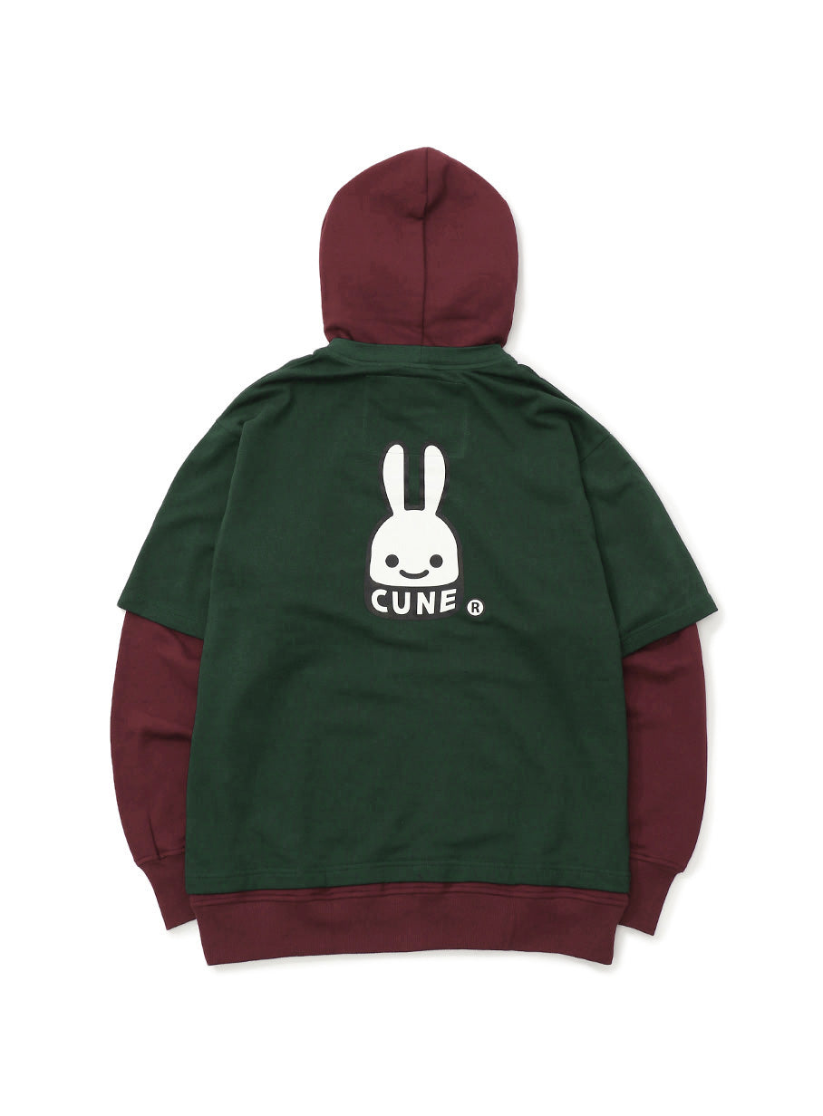 Tシャツを重ね着パーカー