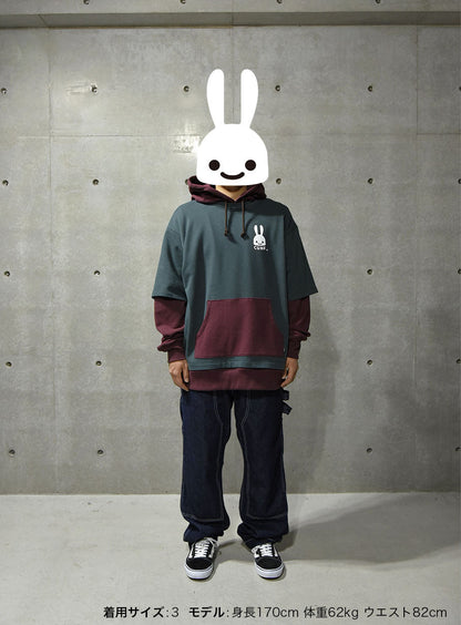 Tシャツを重ね着パーカー