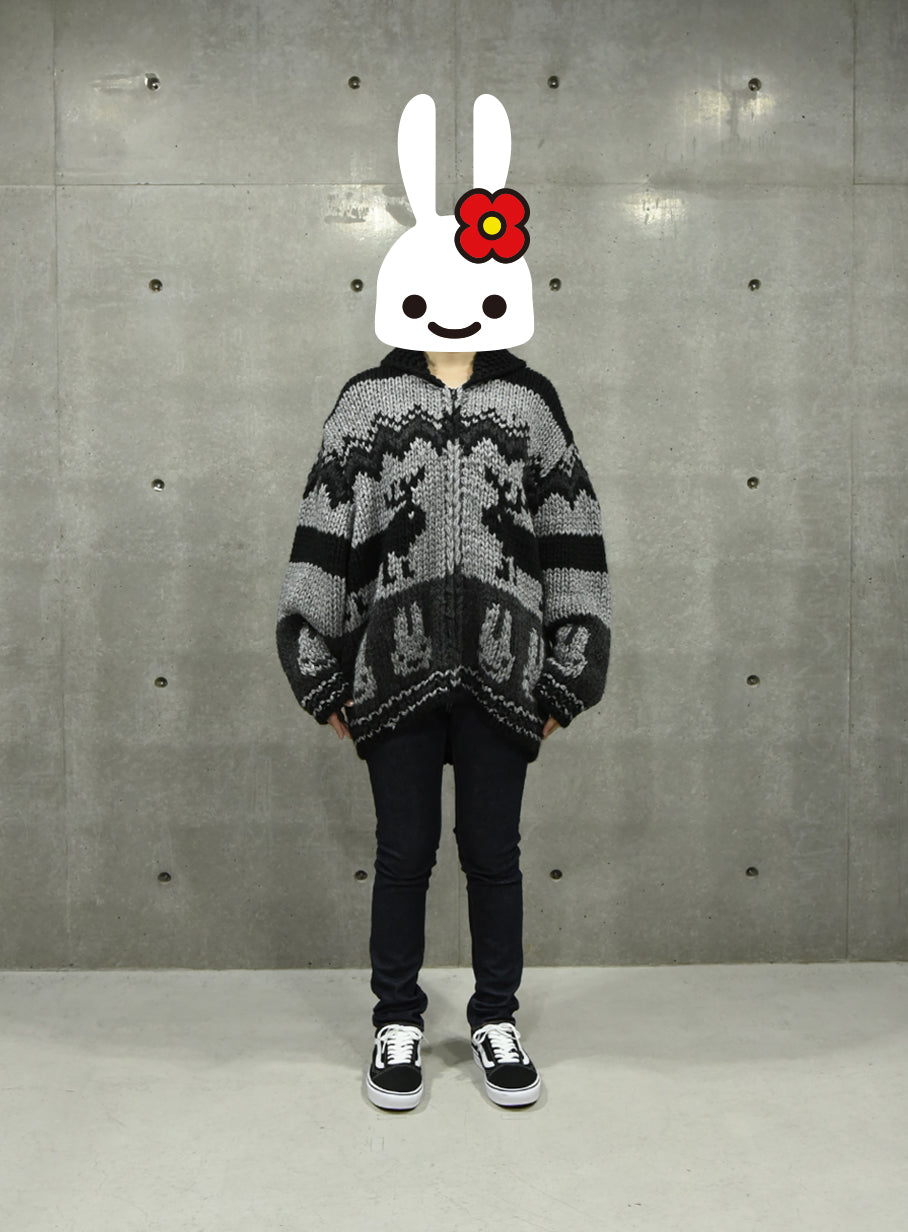 長い鹿のカウチンセーター