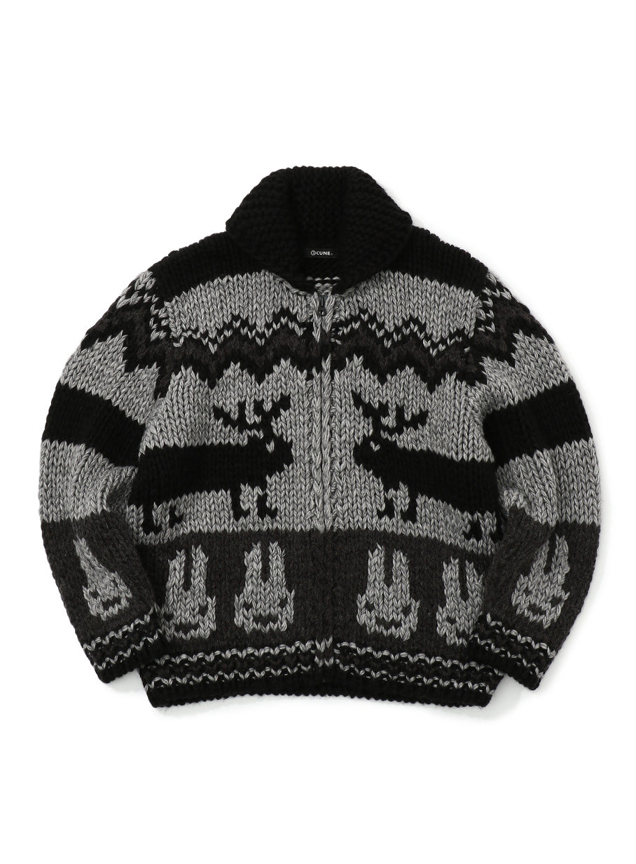 長い鹿のカウチンセーター