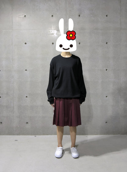 女性のウエストゴムのプリーツスカート
