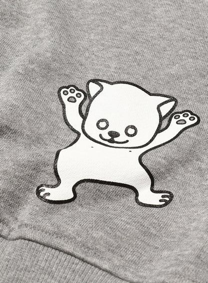 白目の犬の耳付きパーカー