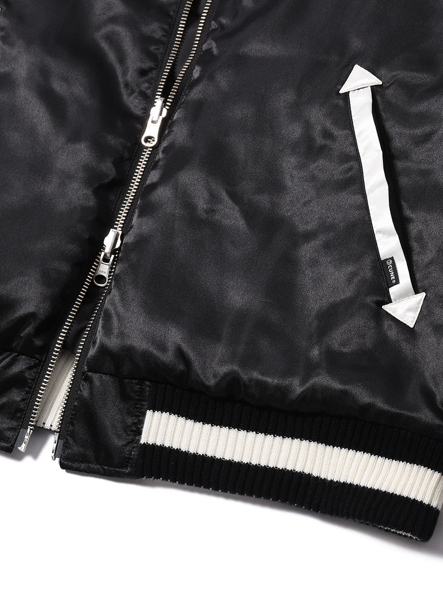 CUNE ベルベット スカジャン 黒 港商スカジャン Velveteen × Acetate Souvenir Jacket “K