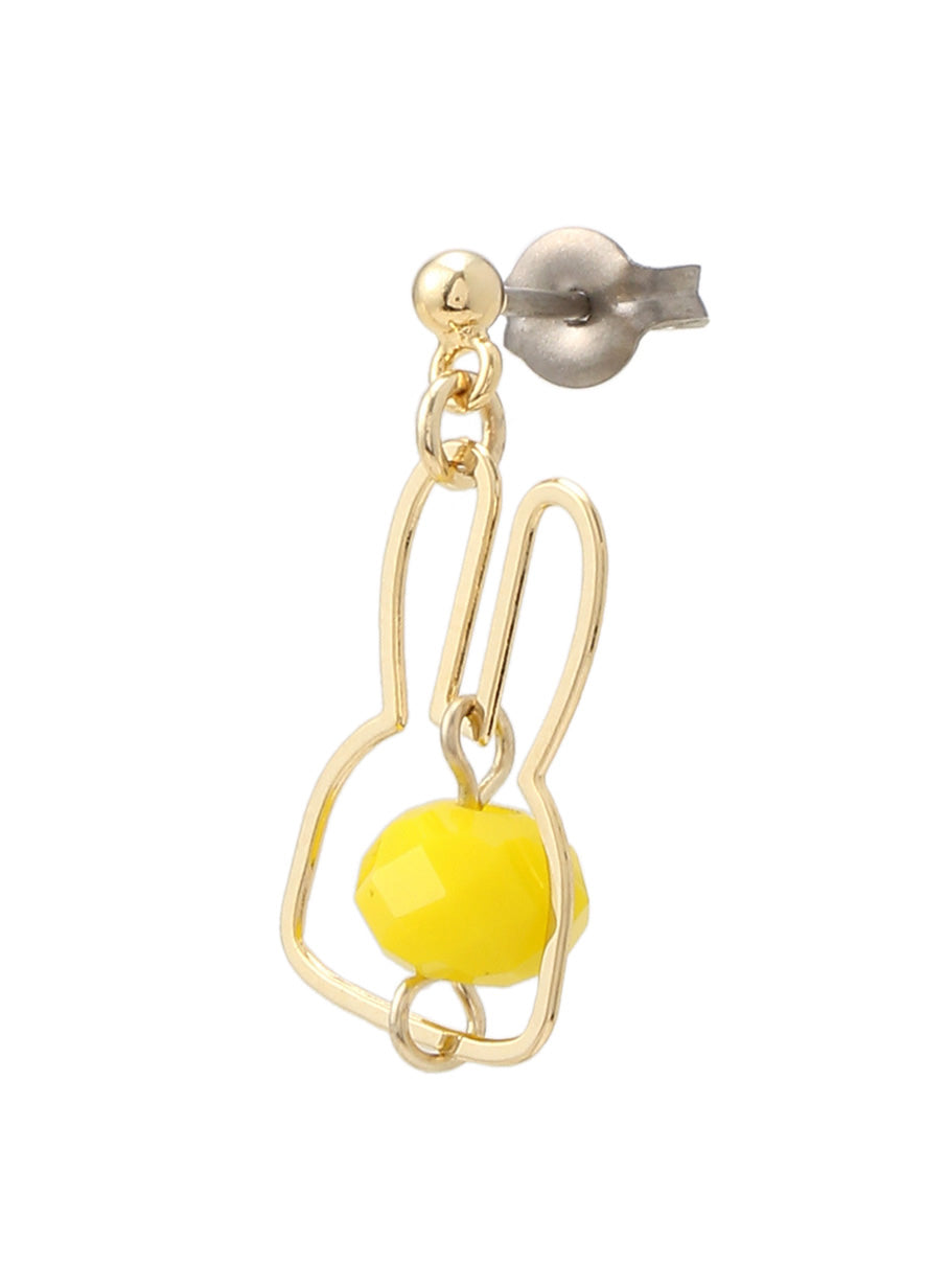 枠ウサギぷらぷらビーズピアス 1P