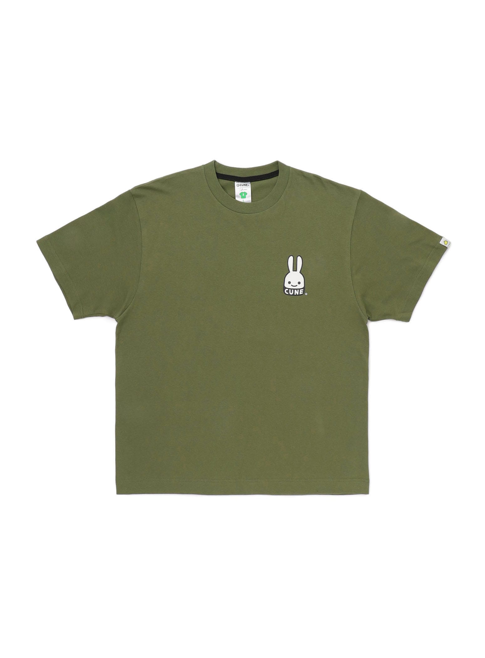 【未使用級】CUNE キューン うさぎがいる ワイド ストレート XS カーキ S/S Tee CUNEウサギ