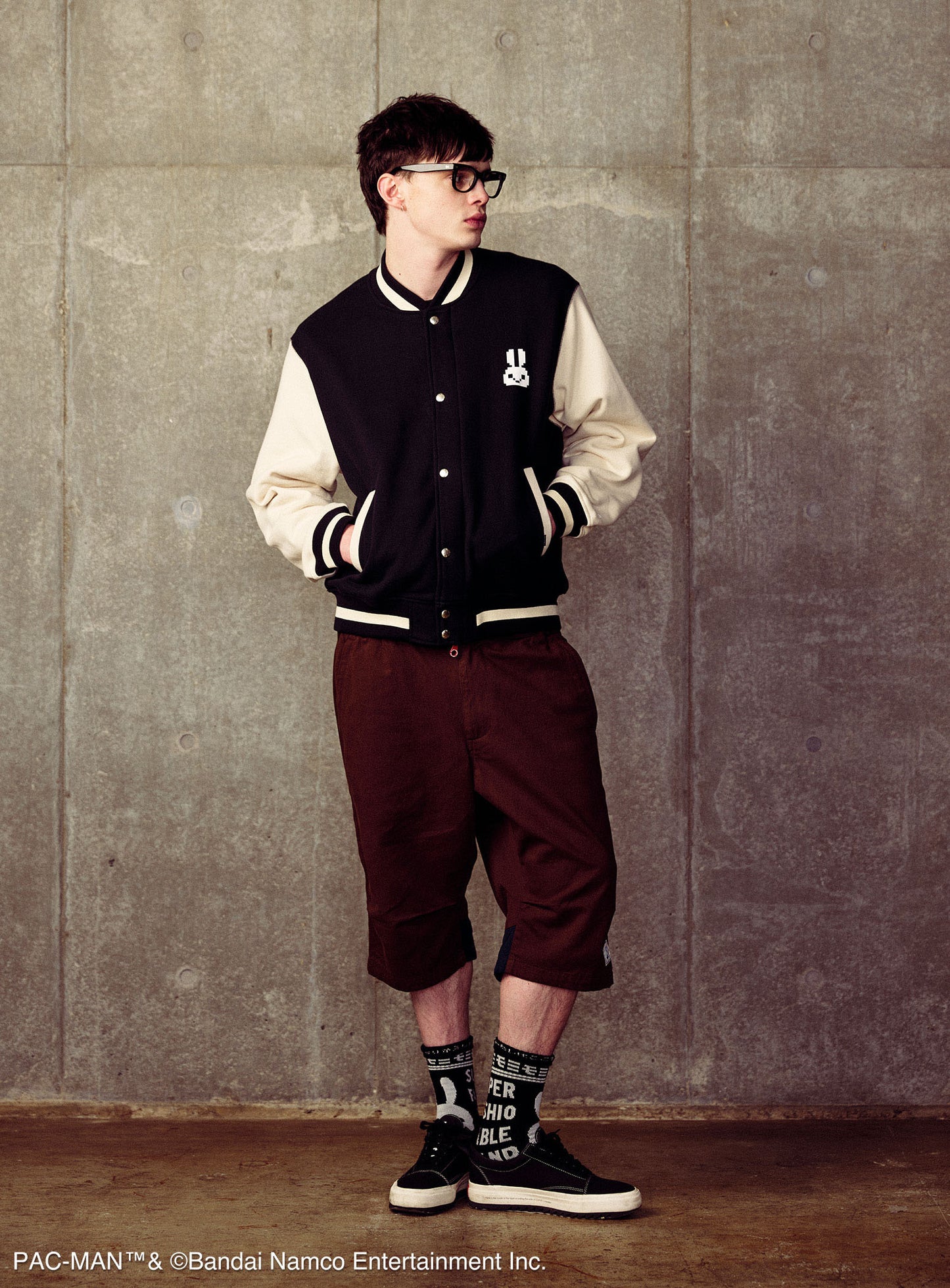 PAC-MAN COLLAB スウェットスタジャン 耳付きゴースト