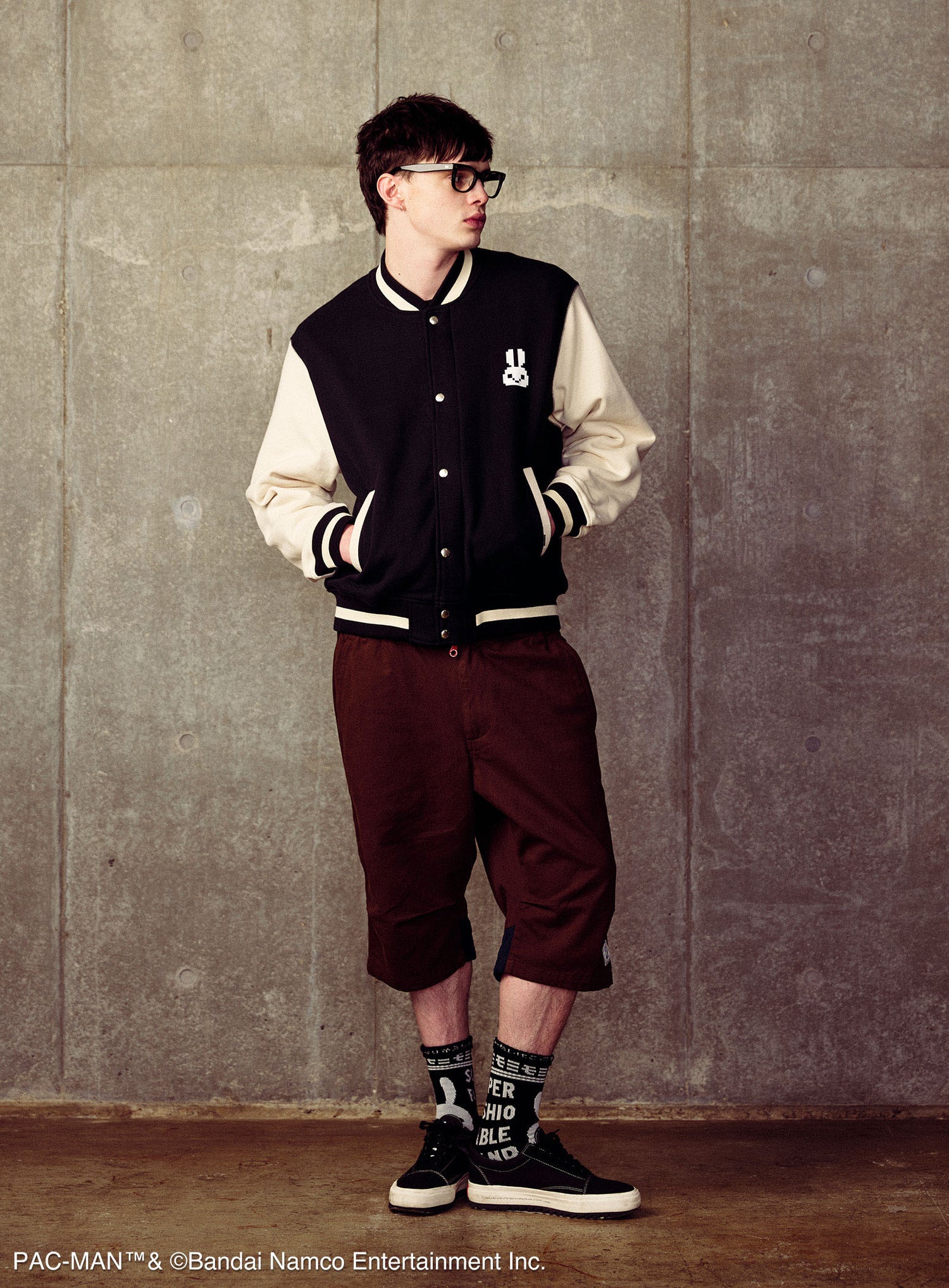 PAC-MAN COLLAB スウェットスタジャン 耳付きゴースト
